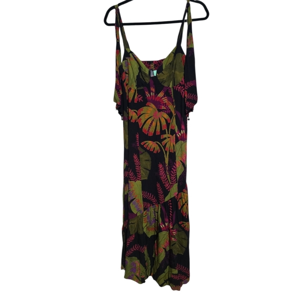 FARM Rio Tropical Print Sleeveless Maxi Navy Dress Size S